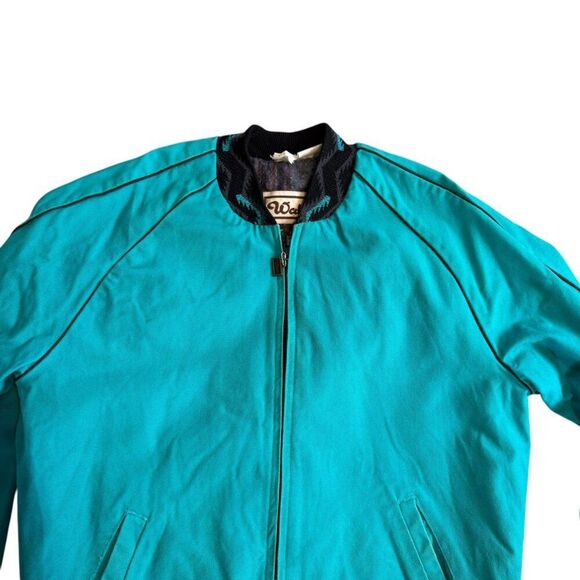 Vintage Walls Blanket Lined Jacket Mens Large Blue Aztec Collar Turquoise Blue - Picture 3 of 10